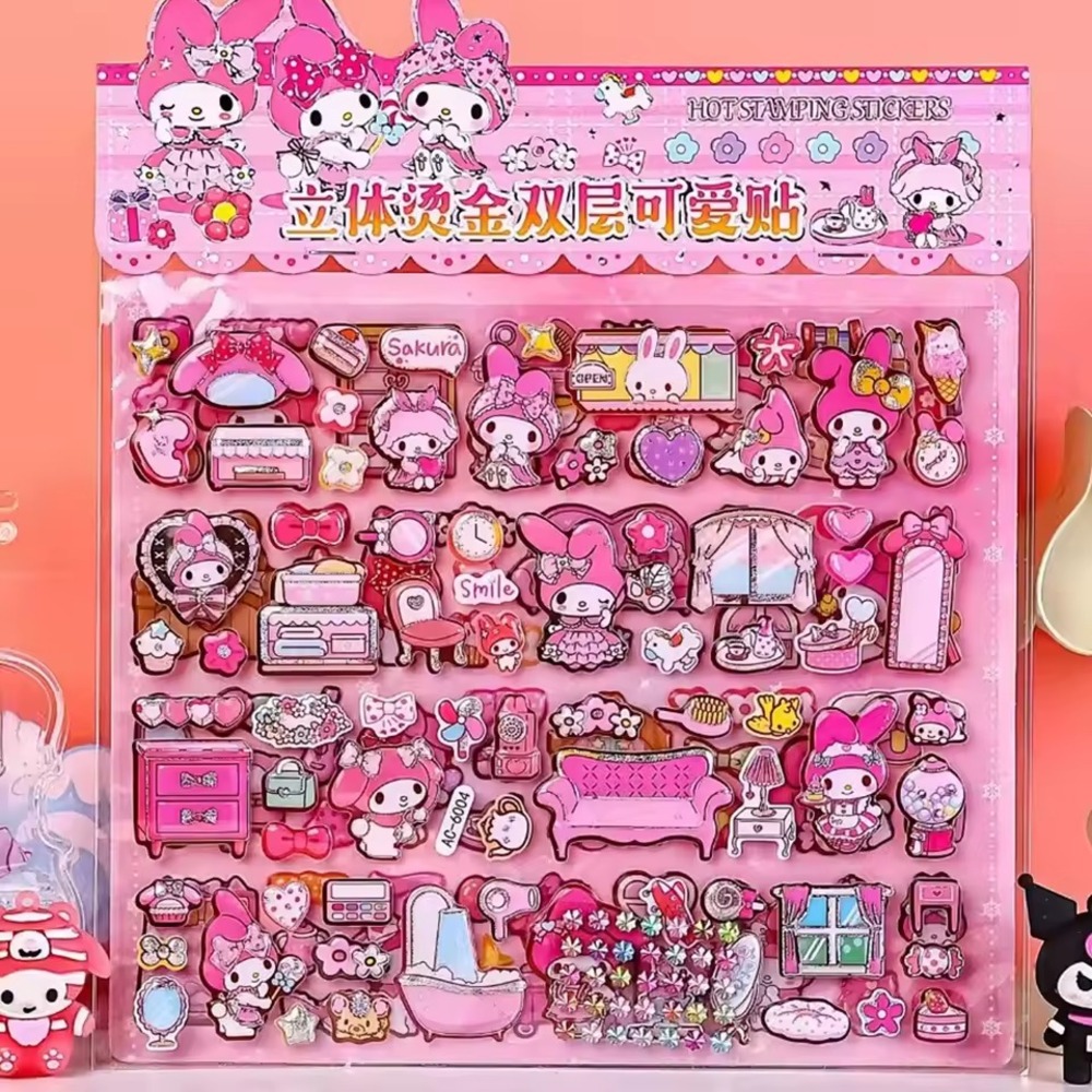 3x Sanrio My Melody 3D Double Layer‎ Bubble Stickers for Laptop, Phone, Fridge